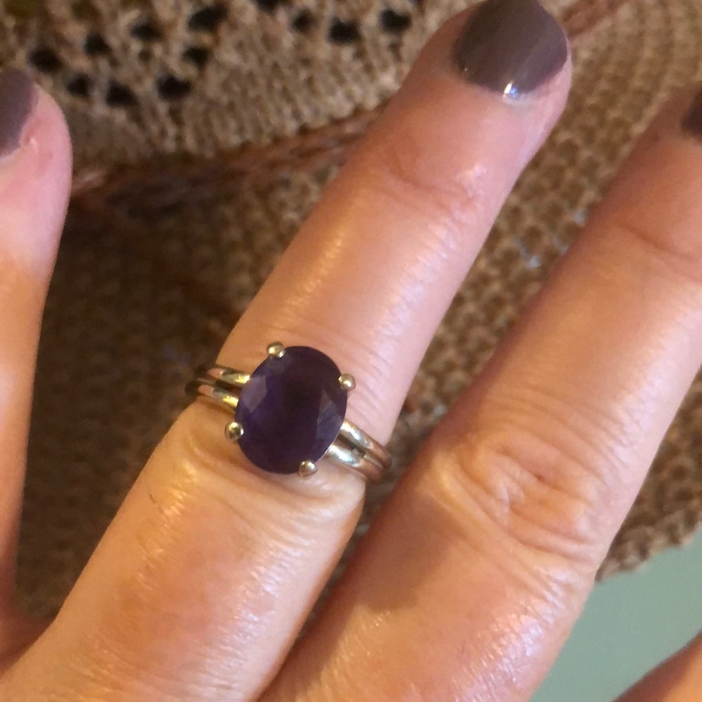 White gold and amethyst ring. Size 5.5